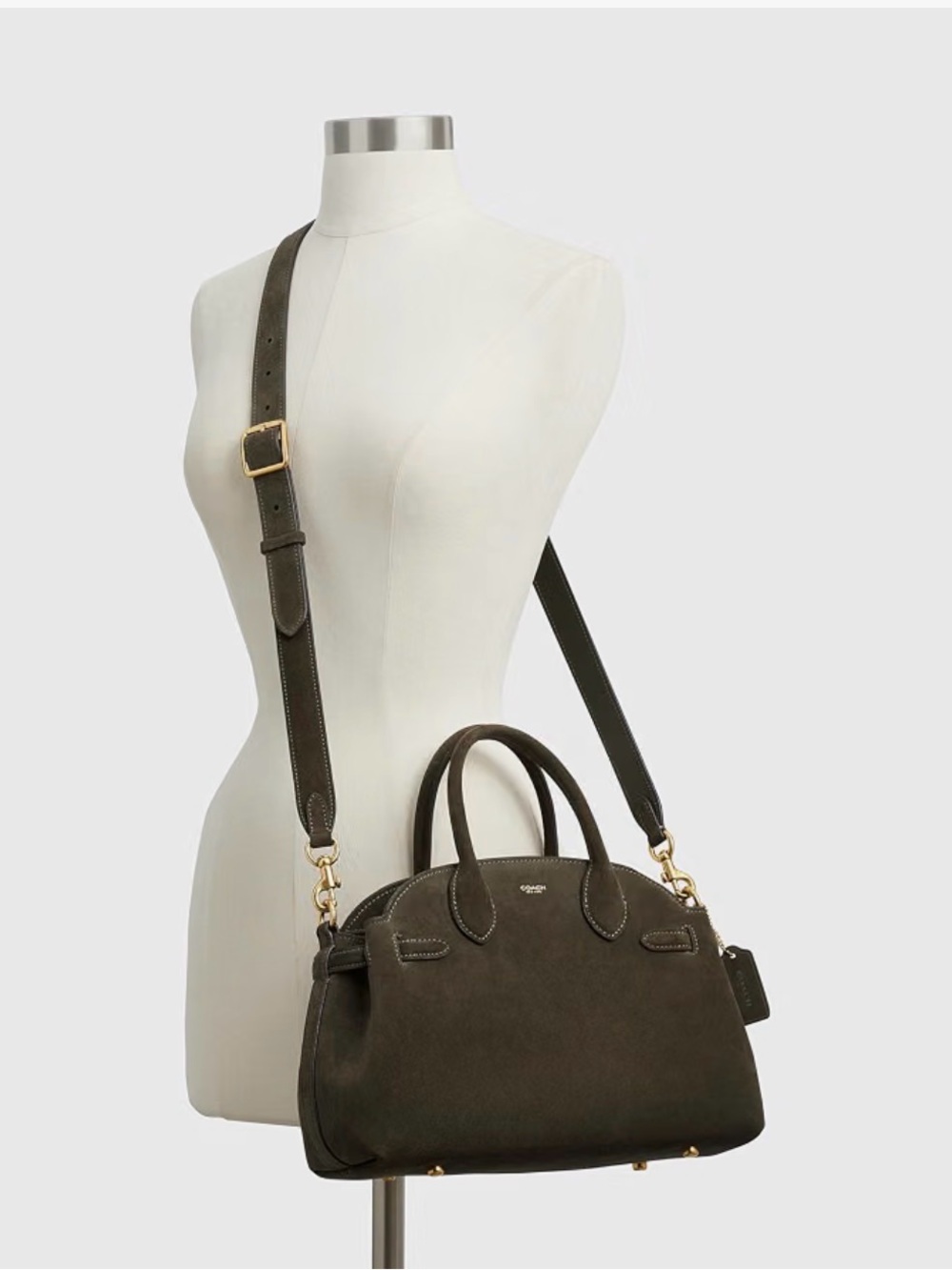 Coach Soft Empire Carryall 28 in Olive Suede